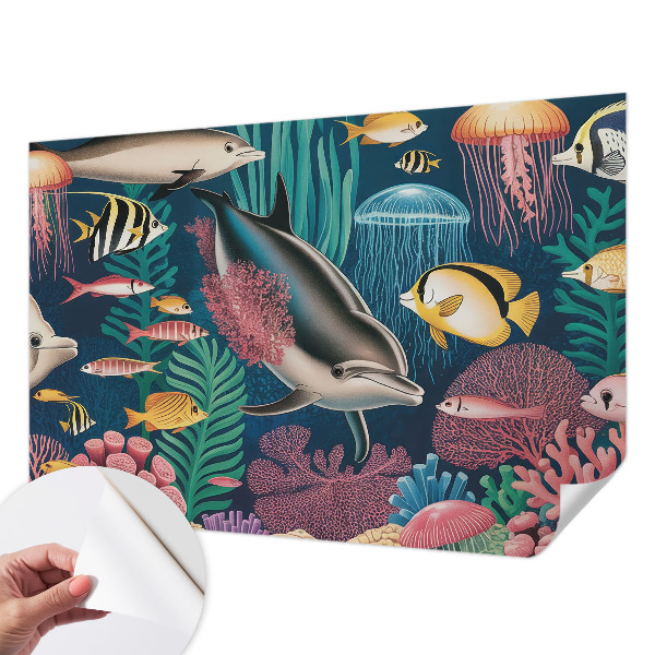 Stick-on wall mural Underwater fauna