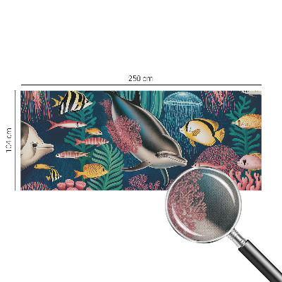 Stick-on wall mural featuring underwater fauna