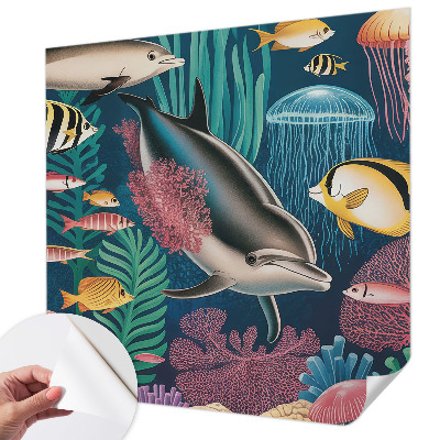 Stick-on wall mural Underwater fauna