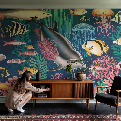 Stick-on wall mural Underwater fauna