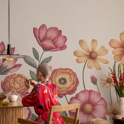 Self-adhesive photo wallpaper with a floral arrangement design
