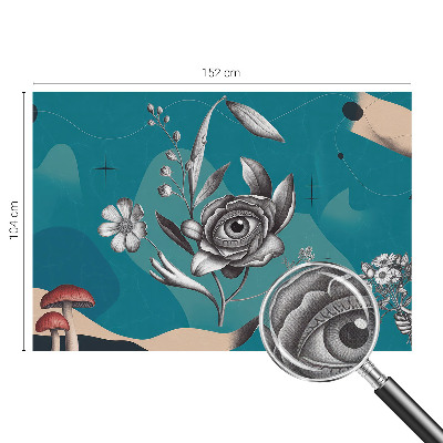 Removable wall mural wallpaper with a floral eye motif