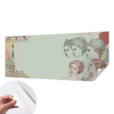 Removable wall mural with a classic collage design