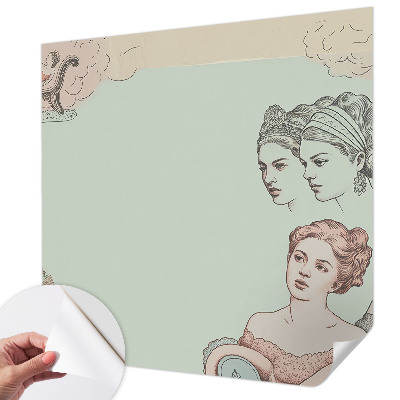 Removable wall mural with a classic collage design
