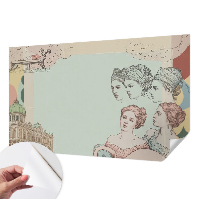 Removable wall mural with a classic collage design