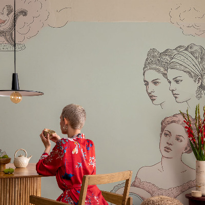 Removable wall mural with a classic collage design