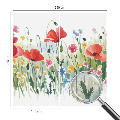 Peel and stick wall mural for living room with a summer meadow design