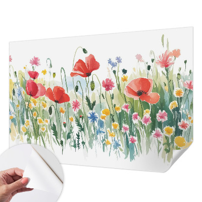 Peel and stick wall mural for living room Summer meadow