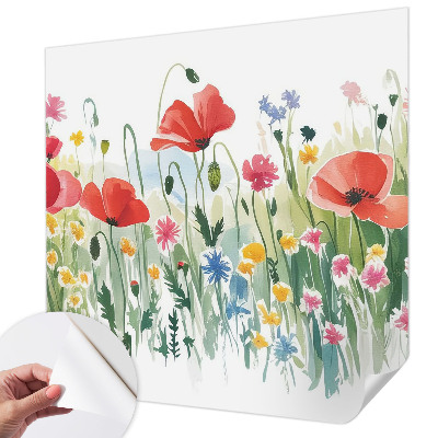 Peel and stick wall mural for living room Summer meadow