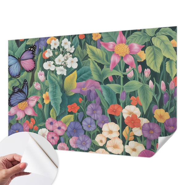 Peel and stick wall mural for bedroom with a floral explosion design