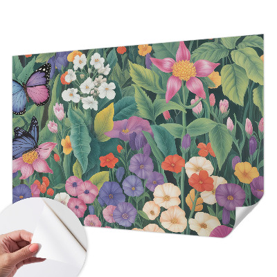 Peel and stick wall mural for bedroom with a floral explosion design