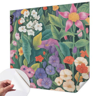 Peel and stick wall mural for bedroom with a floral explosion design