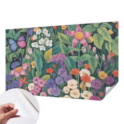 Peel and stick wall mural for bedroom with a floral explosion design