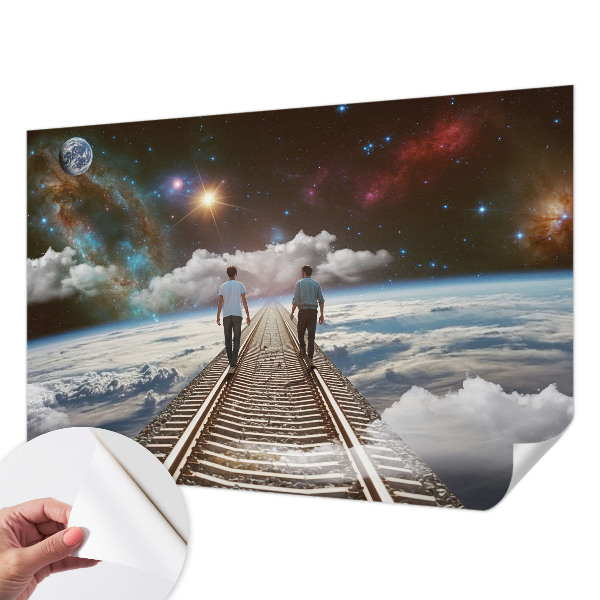 Peel and stick wall mural for kids' room Space journey