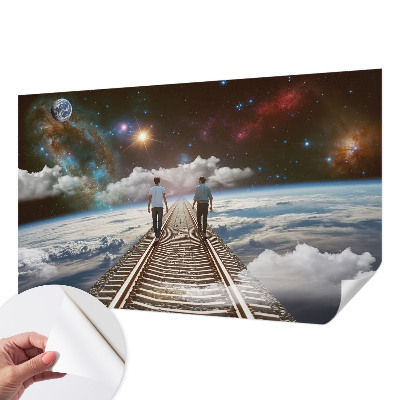Peel and stick wall mural for kids' room Space journey