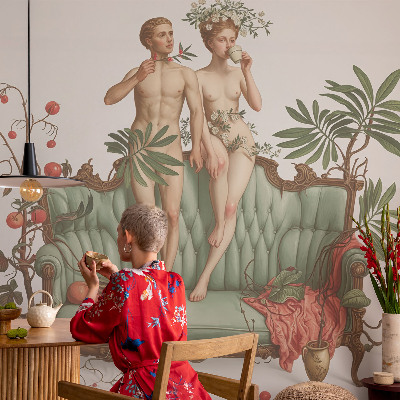 Baby room wall mural with a mysterious elegant design