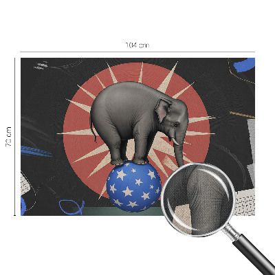 Peel and stick wall mural featuring a circus elephant illustration