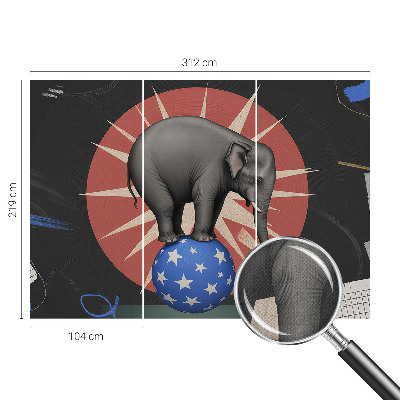 Peel and stick wall mural featuring a circus elephant illustration