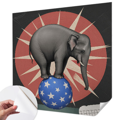 Peel and stick wall mural featuring a circus elephant illustration