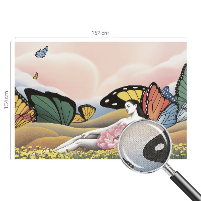 Peel and stick wallpaper mural with a butterfly meadow design