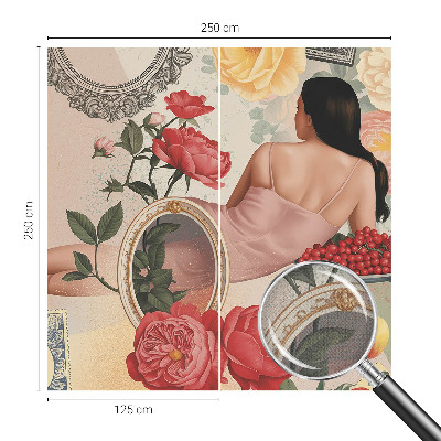 Self-adhesive wall mural with a floral elegance design