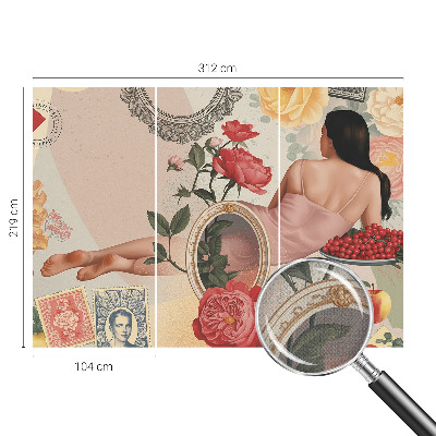 Self-adhesive wall mural with a floral elegance design