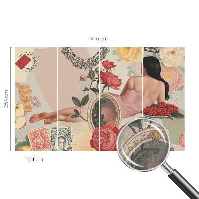 Self-adhesive wall mural with a floral elegance design