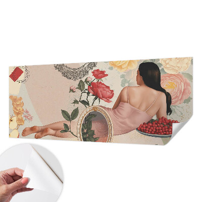 Self-adhesive wall mural with a floral elegance design
