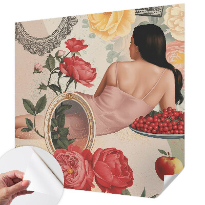 Self-adhesive wall mural with a floral elegance design