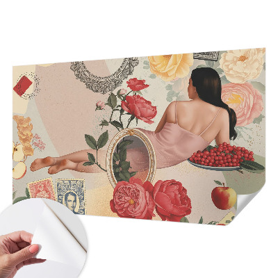 Self-adhesive wall mural with a floral elegance design