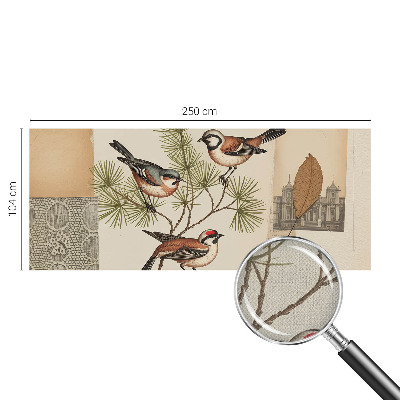 Self-adhesive photo wallpaper with a birds collage design