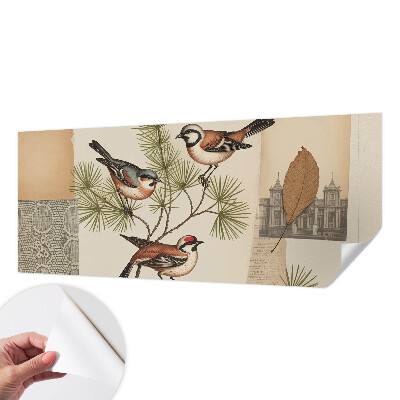 Self-adhesive photo wallpaper with a birds collage design