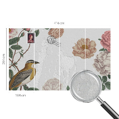 Stick-on wall mural with a vintage floral motif