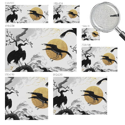 Removable wall mural wallpaper Black cranes