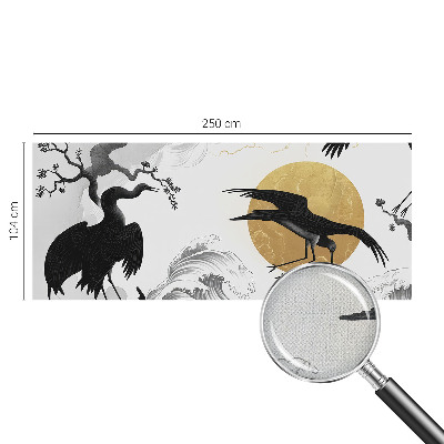 Removable wall mural wallpaper with a black cranes design