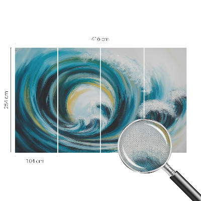 Peel and stick wall mural for bedroom featuring a sea wave design