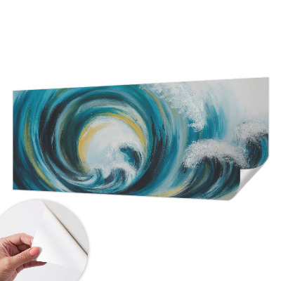 Peel and stick wall mural for bedroom featuring a sea wave design