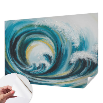 Peel and stick wall mural for bedroom featuring a sea wave design