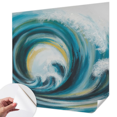Peel and stick wall mural for bedroom featuring a sea wave design