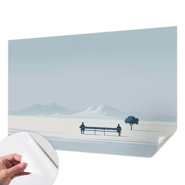 Nursery wall mural with a minimalist landscape design