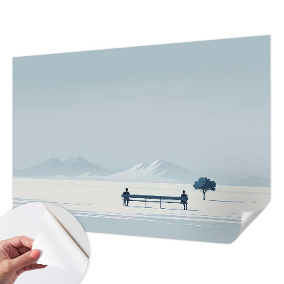 Nursery wall mural with a minimalist landscape design