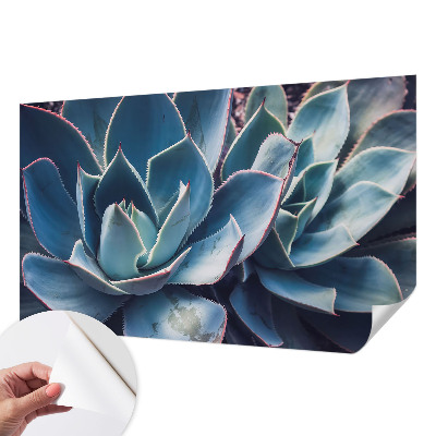 Children's wall mural with a green aloe design