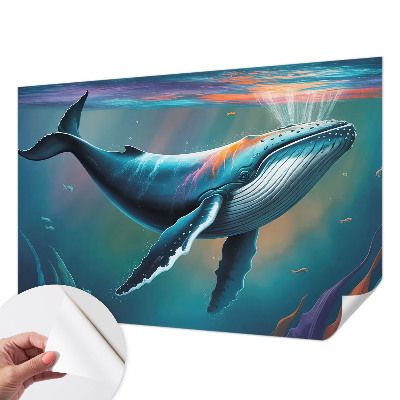 Baby room wall mural with a giant sea illustration