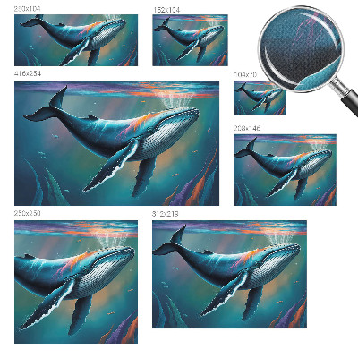 Baby room wall mural with a giant sea illustration