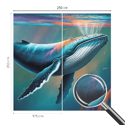 Baby room wall mural with a giant sea illustration