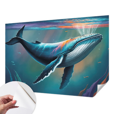 Baby room wall mural with a giant sea illustration
