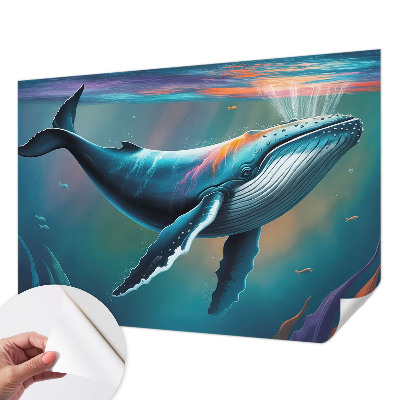 Baby room wall mural with a giant sea illustration