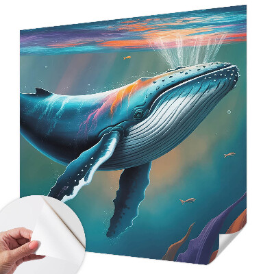 Baby room wall mural with a giant sea illustration