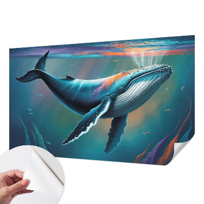 Baby room wall mural with a giant sea illustration
