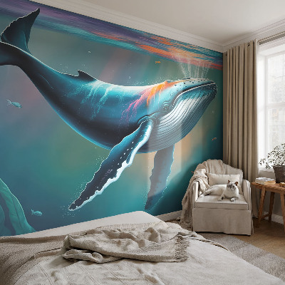 Baby room wall mural with a giant sea illustration